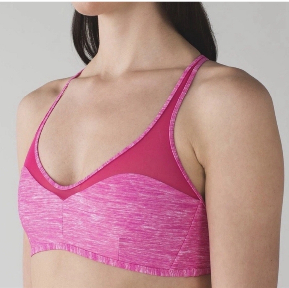 Lululemon Water Salty Swim Sport Pink White Mesh Reversible Bikini Top - Picture 1 of 14